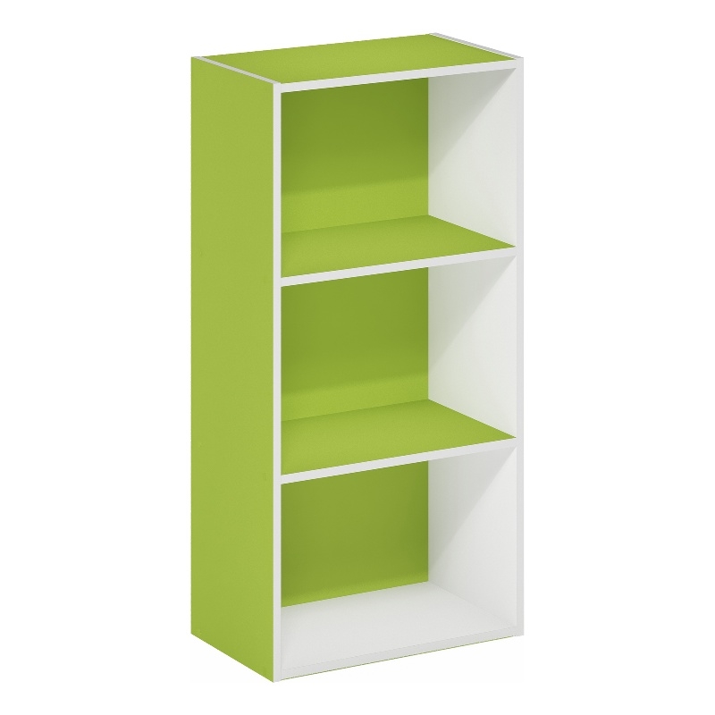 Furinno LUDER 3-Tier Open Shelf Bookcase in Green/White