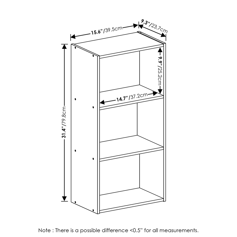 Furinno LUDER 3-Tier Open Shelf Bookcase in French Oak