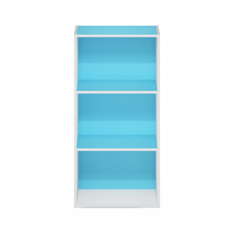 Furinno LUDER 3-Tier Open Shelf Bookcase in Light Blue/White