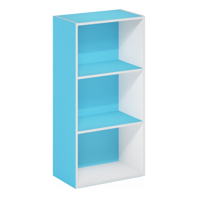 Furinno LUDER 3-Tier Open Shelf Bookcase in Light Blue/White