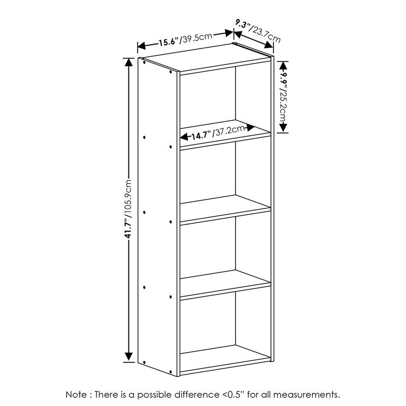 Furinno LUDER 4-Tier Open Shelf Bookcase in Green/White