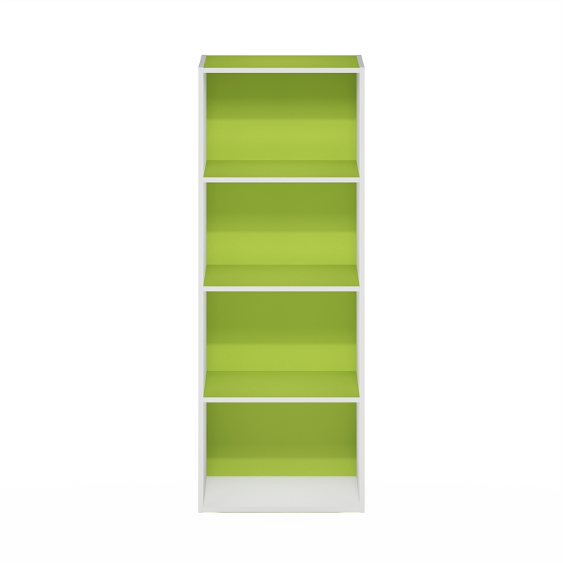 Furinno LUDER 4-Tier Open Shelf Bookcase in Green/White