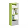 Furinno LUDER 4-Tier Open Shelf Bookcase in Green/White