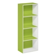 Furinno LUDER 4-Tier Open Shelf Bookcase in Green/White