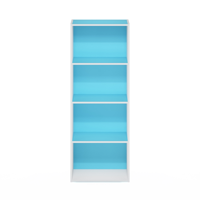 Furinno LUDER 4-Tier Open Shelf Bookcase in Light Blue/White