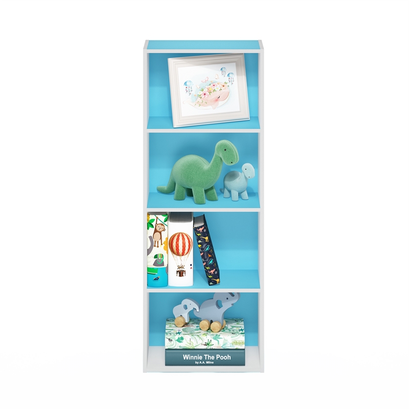 Furinno LUDER 4-Tier Open Shelf Bookcase in Light Blue/White