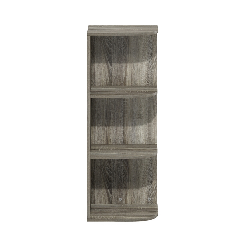 Furinno PASIR 3-Tier Corner Open Shelf Bookcase in French Oak