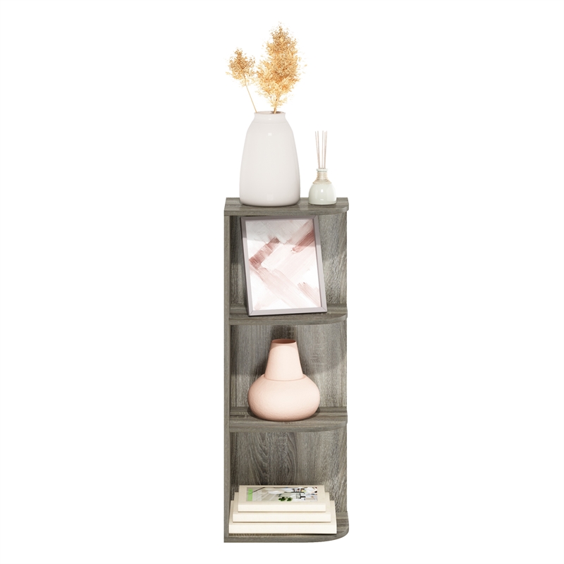 Furinno PASIR 3-Tier Corner Open Shelf Bookcase in French Oak