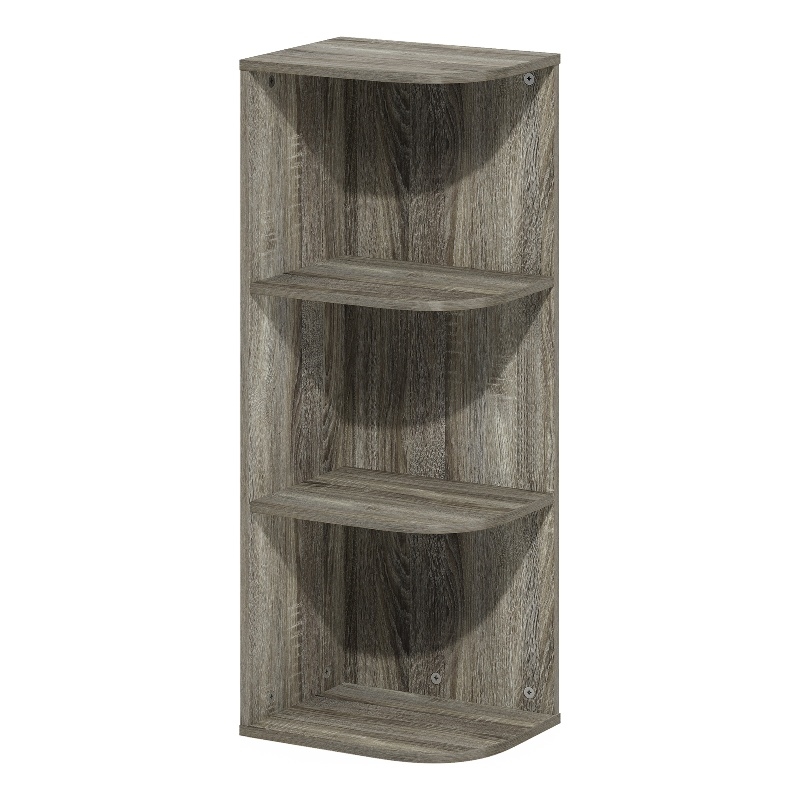 Furinno PASIR 3-Tier Corner Open Shelf Bookcase in French Oak