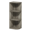 Furinno PASIR 3-Tier Corner Open Shelf Bookcase in French Oak