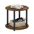 Furinno TURN-N-TUBE Simple Design 2-Tier Round Wooden Coffee Table in Amber Pine