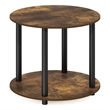 Furinno TURN-N-TUBE Simple Design 2-Tier Round Wooden Coffee Table in Amber Pine