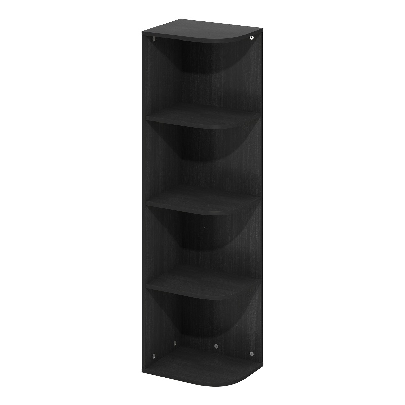 Furinno PASIR 4-Tier Corner Open Shelf Bookcase in Blackwood