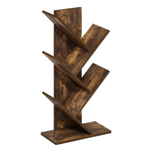 Furinno Tree Bookshelf 5-Tier Floor Standing Tree Bookcase in Amber Pine