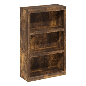 Furinno Rail 3-Tier Open Shelf Bookcase in Amber Pine