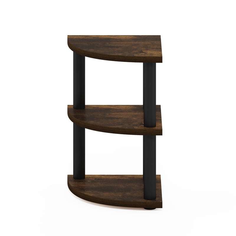 Furinno TURN-N-TUBE 3-Tier Corner Countertop Organizer Shelf in Amber Pine/Black