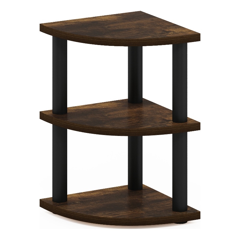 Furinno TURN-N-TUBE 3-Tier Corner Countertop Organizer Shelf in Amber Pine/Black