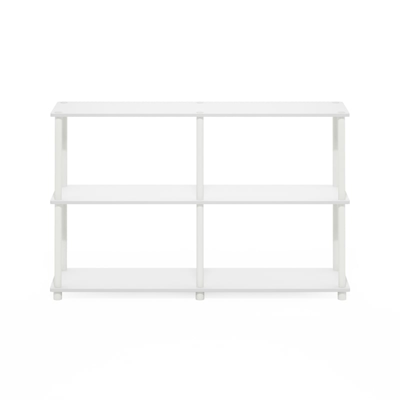 Furinno TURN-N-TUBE 3-Tier Double Size Storage Display Rack in White/White