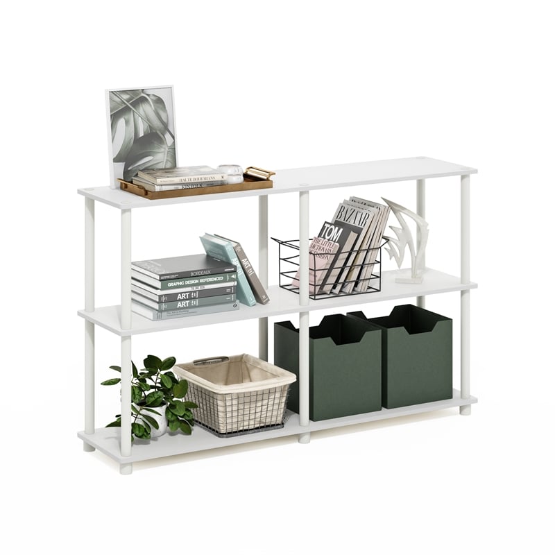 Furinno TURN-N-TUBE 3-Tier Double Size Storage Display Rack in White/White