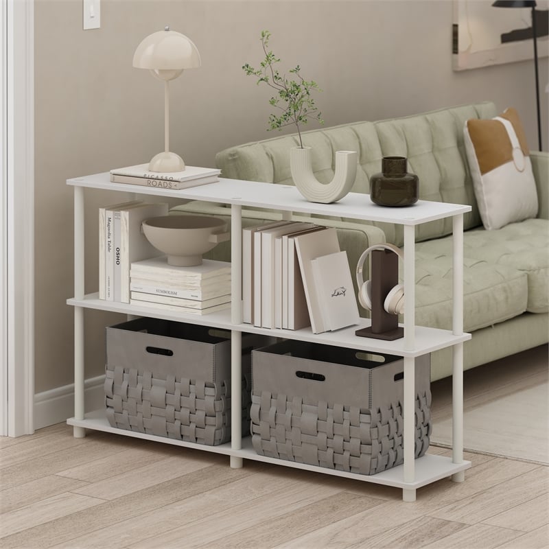 Furinno TURN-N-TUBE 3-Tier Double Size Storage Display Rack in White/White