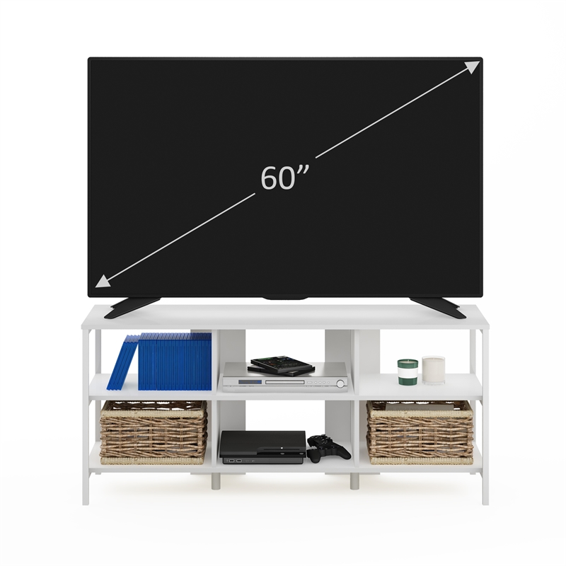 Furinno CAMNUS Modern Living TV Stand for TVs up to 60 Inch in Solid White/White