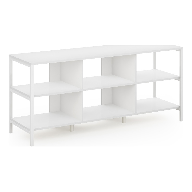 Furinno CAMNUS Modern Living TV Stand for TVs up to 60 Inch in Solid White/White