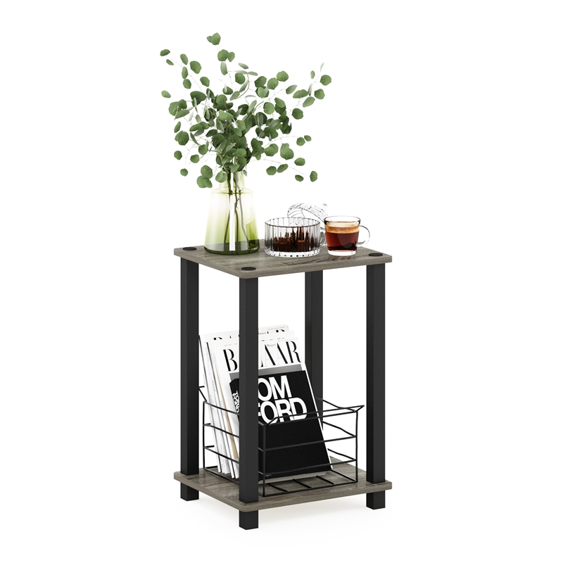 Furinno SIMPLISTIC End Table in Small in French Oak/Black