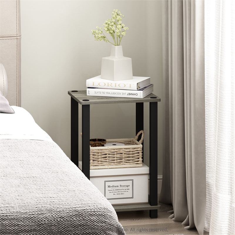 Furinno SIMPLISTIC End Table in Small in French Oak/Black