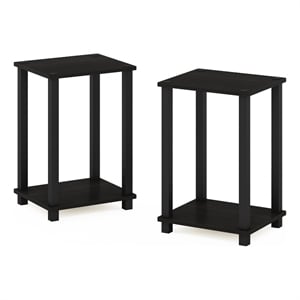 Furinno SIMPLISTIC End Table in Small in Set of 2 in Espresso/Black