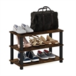 Furinno TURN-S-TUBE 3-Tier Shoe Rack in Amber Pine/Black