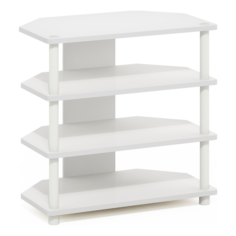 Furinno ECON Easy Assembly 4-Tier Petite TV Stand in White/White