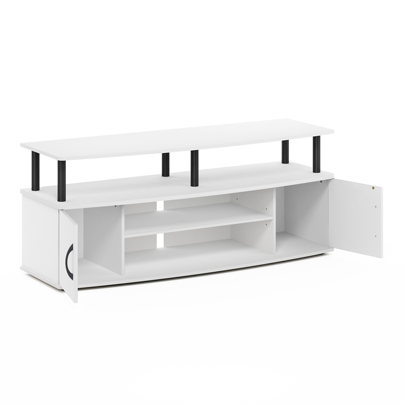 Furinno JAYA Large Entertainment Center Hold up to 55-IN TV in White/Black