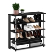 Furinno TURN-N-TUBE 5 Tier Wide Shoe Rack in Americano in Stainless Steel Tubes