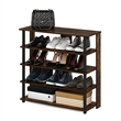 Furinno TURN-N-TUBE 5 Tier Wide Shoe Rack in Amber Pine/Black