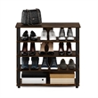 Furinno TURN-N-TUBE 5 Tier Wide Shoe Rack in Amber Pine/Black