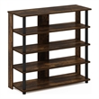 Furinno TURN-N-TUBE 5 Tier Wide Shoe Rack in Amber Pine/Black