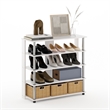 Furinno TURN-N-TUBE 5 Tier Wide Shoe Rack in White Oak in Stainless Steel Tubes