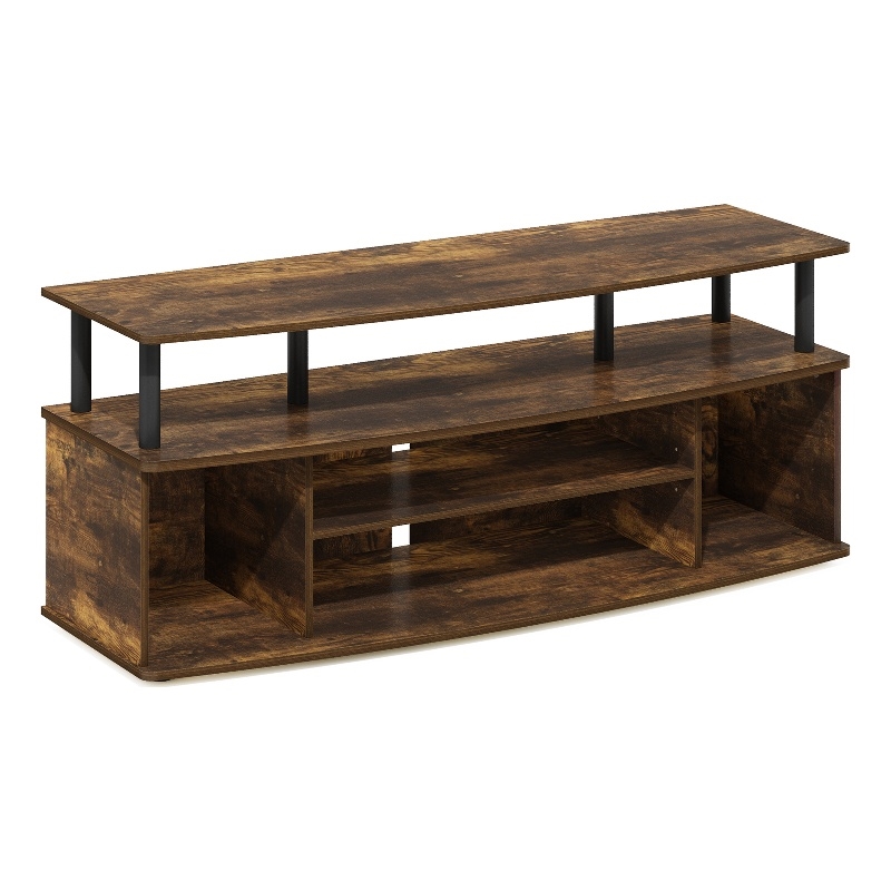 Furinno JAYA Large Entertainment Center Hold up to 55-IN TV in Amber Pine/Black