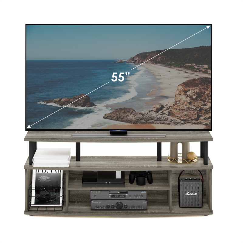 Furinno JAYA Large Entertainment Center Hold up to 55-IN TV in French Oak/Black