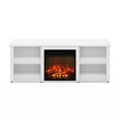 Furinno CLASSIC 60 Inch TV Stand with Fireplace in Solid White