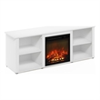 Furinno CLASSIC 60 Inch TV Stand with Fireplace in Solid White