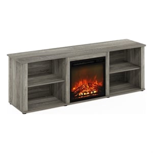 Furinno CLASSIC 70 Inch TV Stand with Fireplace in French Oak Grey