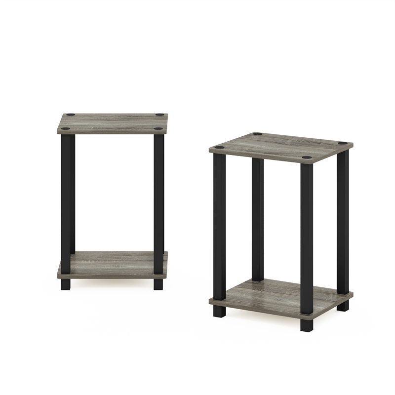 Furinno SIMPLISTIC End Table in Small in Set of 2 in French Oak/Black