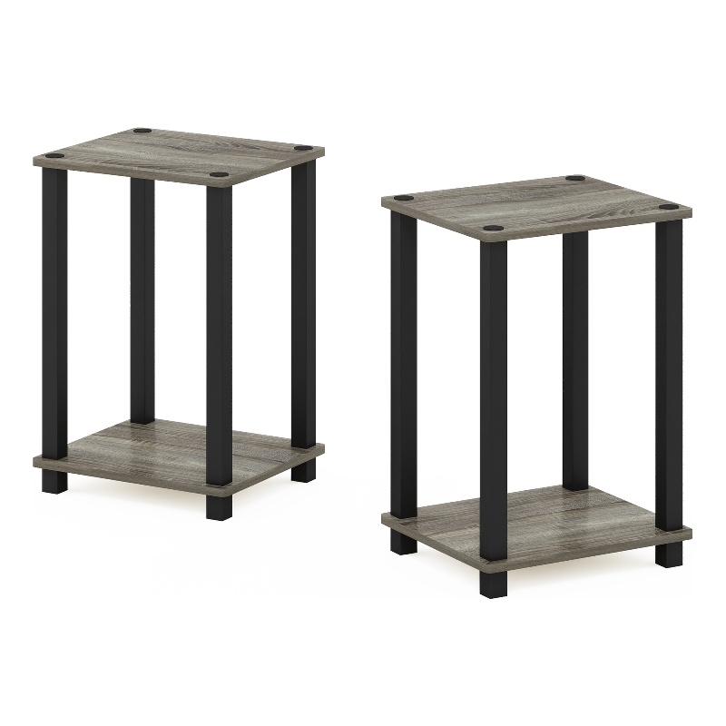 Furinno SIMPLISTIC End Table in Small in Set of 2 in French Oak/Black