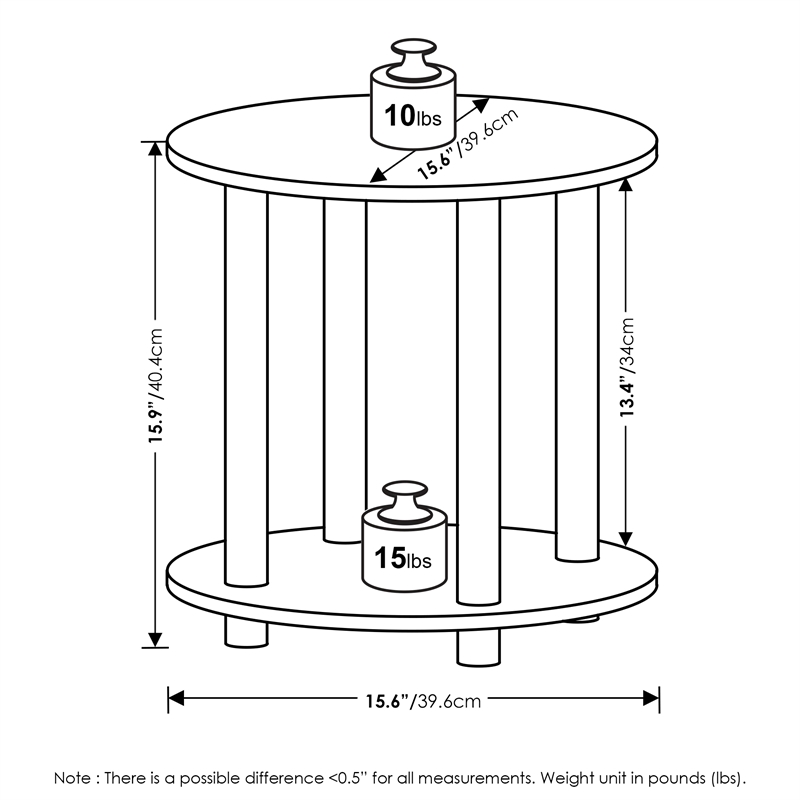 Furinno TURN-N-TUBE 2-Tier Round Wooden End Table in Amber Pine