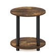 Furinno TURN-N-TUBE 2-Tier Round Wooden End Table in Amber Pine