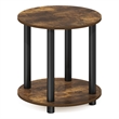 Furinno TURN-N-TUBE 2-Tier Round Wooden End Table in Amber Pine