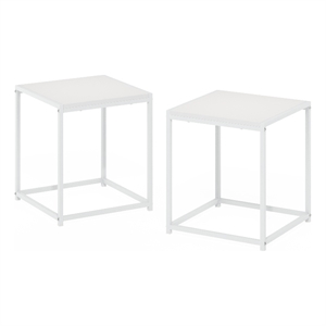 Furinno CAMNUS Modern Living End Table in Solid White/White in Set of 2