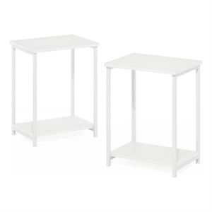 Furinno SIMPLISTIC Industrial Metal Frame End Table in 2-Pack in White/White