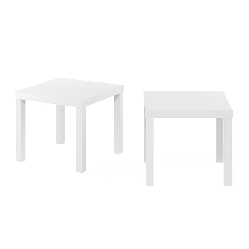 Furinno CLASSIC Homey Square Side Table in Set of 2 in White